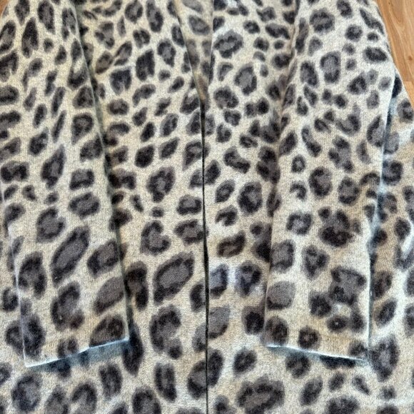Cashmere Charter Club luxury leopard print Cardigan Open Front - Picture 7 of 12